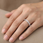 Emerald & Round Lab Grown Diamond Wedding Band 14K Gold, Half Eternity Diamond Ring, Matching Engagement Ring Band, Bridal Stacking Ring