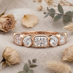 Lab Grown Diamond Half Eternity Ring Radiant Round Wedding Band 14K Gold Anniversary Ring Stackable Bridal Promise Gift For Her