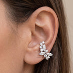 Marquise & Round Lab Grown Diamond Ear Cuff 14K Gold, No Piercing Ear Climber, Diamond Earring, Wedding Bridal Ear Cuff for Women