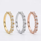 Lab Grown Diamond Half Eternity Band, Marquise & Round Diamond Wedding Band, 14K Gold Anniversary Ring, Stacking Band, Bridal Set Ring Gift