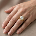 3 CT Round Halo Diamond Ring Lab Grown Engagement Ring Dainty Gold Ring Brilliant Cut Luxury Wedding Jewelry Gift for Her
