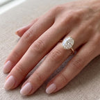 3 Carat Oval Lab Grown Diamond Bezel Engagement Ring, Hidden Halo Oval Diamond Ring, Yellow Gold Pave Bridge Ring, Bridal Ring Gift