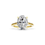 Oval Cut Halo Lab Grown Diamond Engagement Ring in 14K Solid Yellow Gold, Delicate Hidden Halo Bridal Ring, Unique Promise Ring for Women