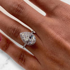 Pear Cut Lab Grown Diamond Engagement Ring 14KSolid Gold Halo Ring Certified Diamond Proposal Ring Wedding Ring Anniversary Gift for Her