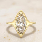 1.50 Ct Marquise Cut Lab Grown Diamond Ring Bezel Set Engagement Ring, Solitaire Wedding Ring for Women, Minimalist Bridal Ring