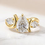 2 CT Pear Shape Three Stone Lab Grown Diamond Engagement Ring IGI Certified 14K Gold Promise Ring Gift