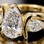 2 CT Pear Shape Three Stone Lab Grown Diamond Engagement Ring IGI Certified 14K Gold Promise Ring Gift