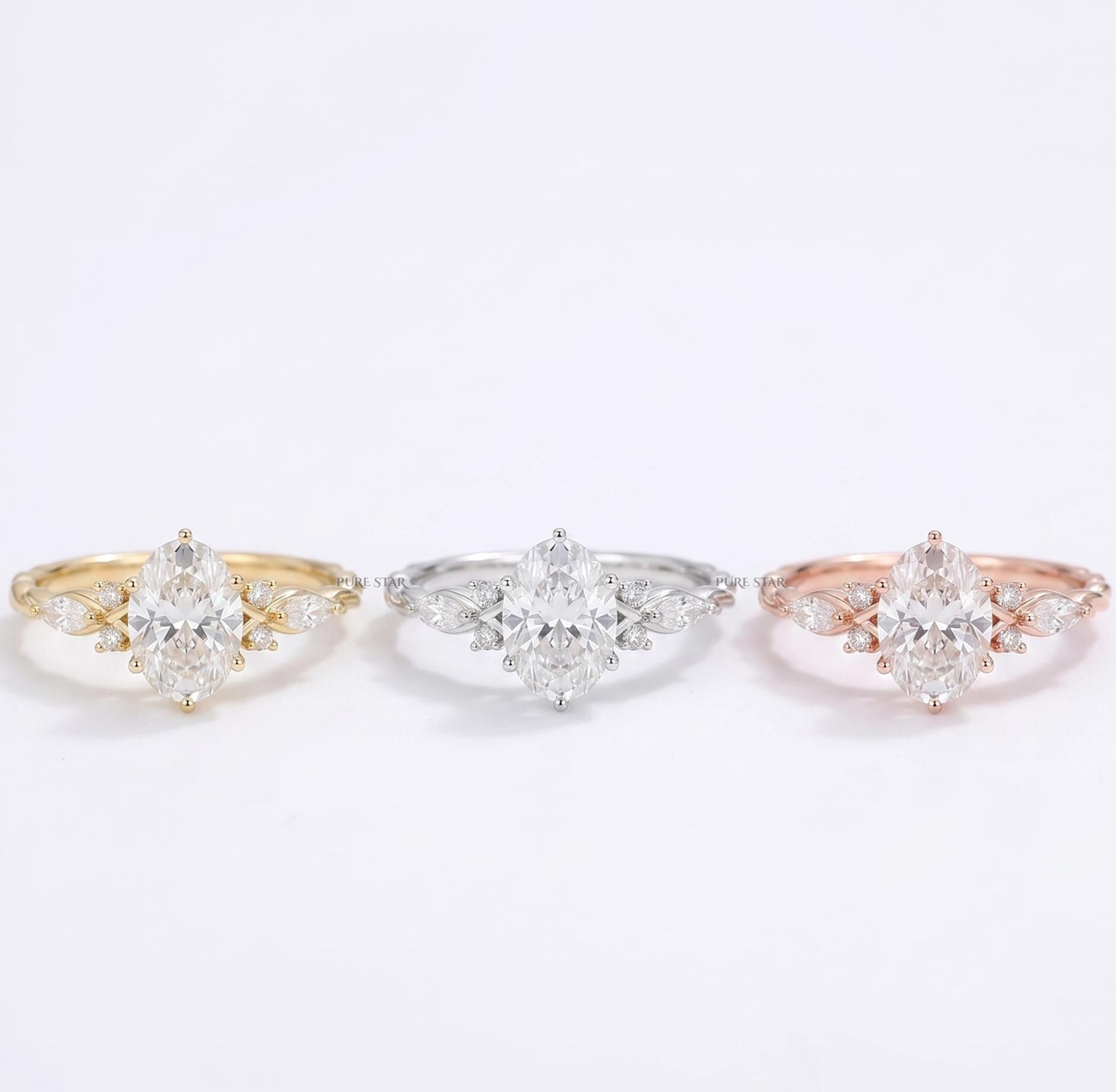 1CT Oval Lab Diamond Ring, IGI Certified Engagement Ring, Twisted Eternity Band, Solid Gold Bridal Ring