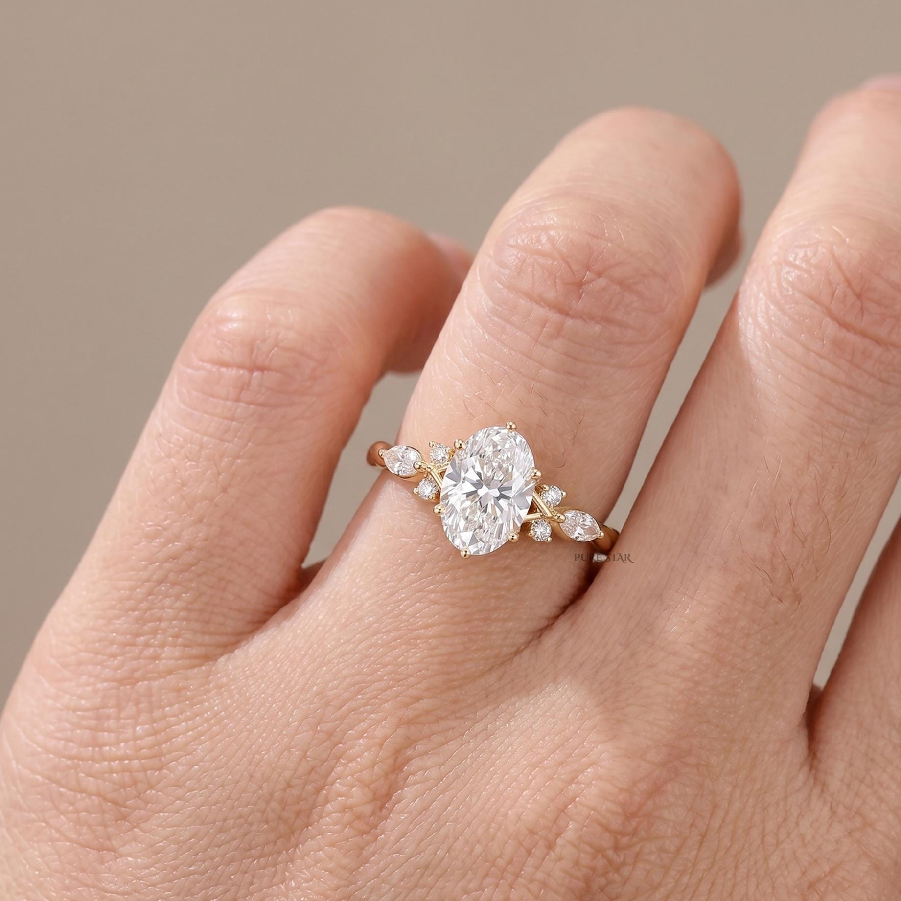 1CT Oval Lab Diamond Ring, IGI Certified Engagement Ring, Twisted Eternity Band, Solid Gold Bridal Ring