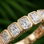 Radiant Cut Lab Grown Diamond Wedding Band 14K Yellow Gold Bezel Set Eternity Band Stackable Anniversary Ring for Her