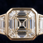 1.75CT Asscher Cut Lab Grown Diamond Five Stone Ring, IGI Certified CVD Diamond Engagement Ring, Bezel Set 14K Gold Wedding Ring