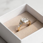 1.75CT Asscher Cut Lab Grown Diamond Five Stone Ring, IGI Certified CVD Diamond Engagement Ring, Bezel Set 14K Gold Wedding Ring