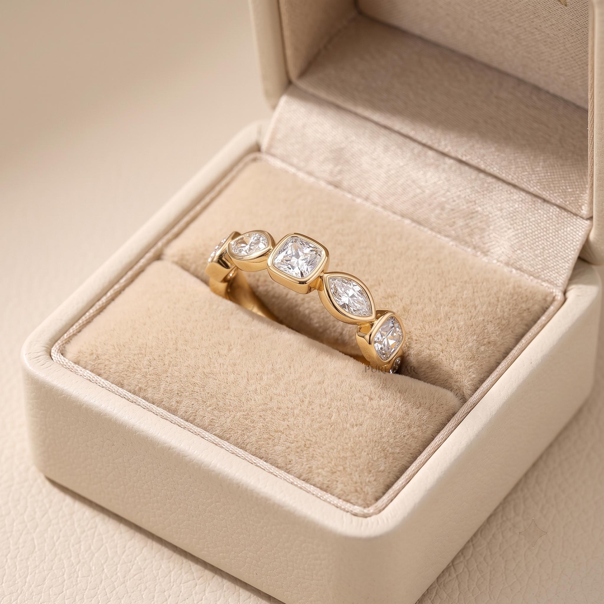 Elegant lab grown diamond half eternity ring in yellow gold, perfect for weddings and anniversaries.