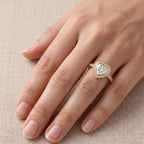 Handmade heart cut engagement ring in solid 14K gold.