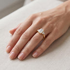 Handmade emerald cut diamond solitaire ring crafted in solid yellow gold for engagement and wedding.