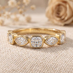 Modern cushion cut lab grown diamond solitaire ring with hidden halo and polished gold band.