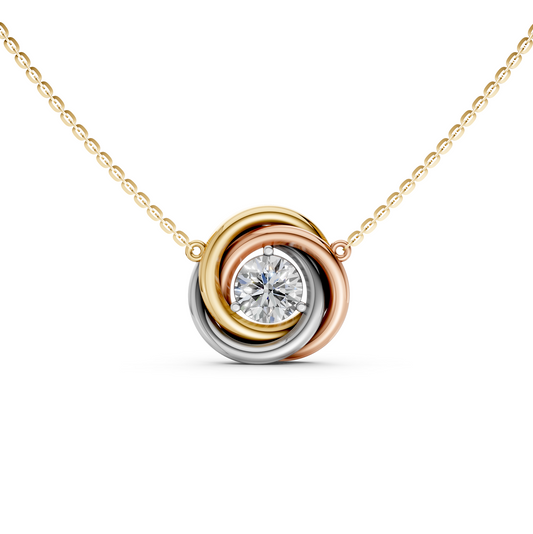 Justine Celtic trinity knot pendant Necklace with 1-carat round brilliant lab grown diamond