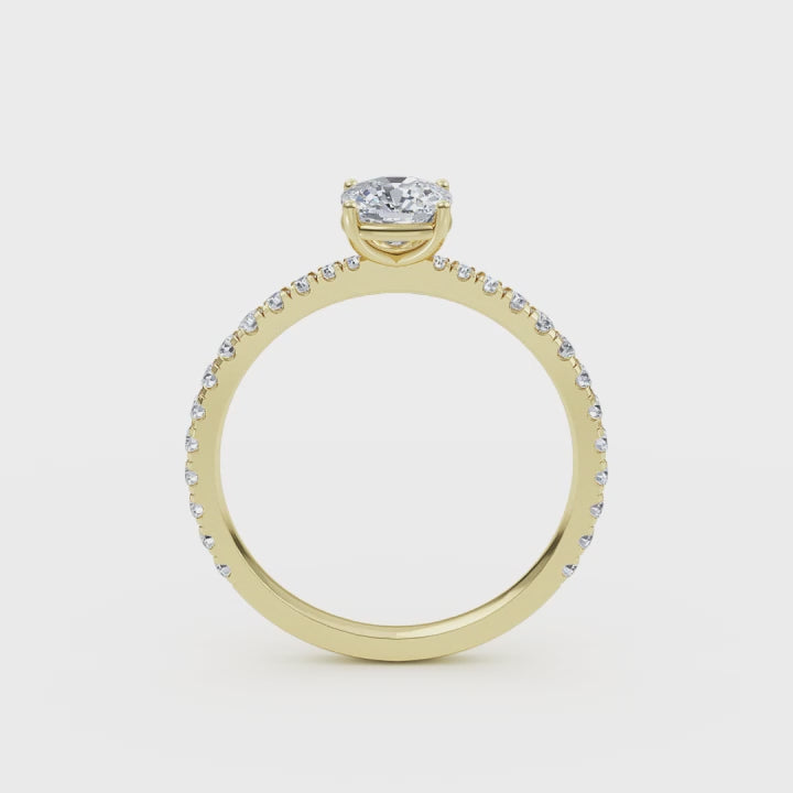 Woman Wearing Wenoor Cushion Cut Lab Diamond Engagement Ring  Ethical Gold Solitaire