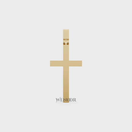 Unisex 14K/18K Yellow gold simple cross pendant necklace for men and women