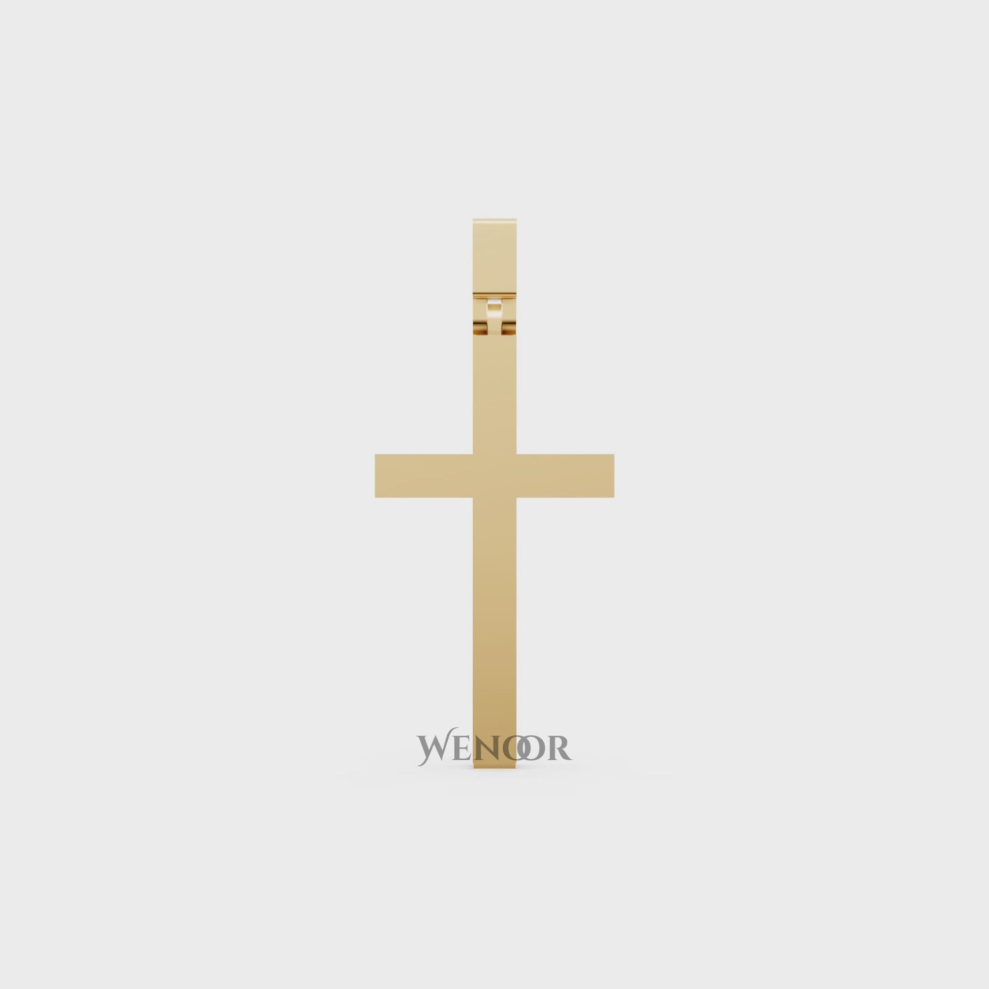 Unisex 14K/18K Yellow gold simple cross pendant necklace for men and women