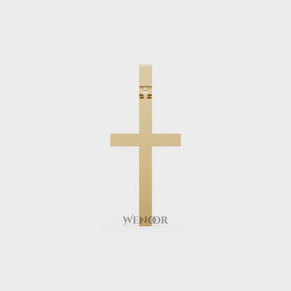 Unisex 14K/18K Yellow gold simple cross pendant necklace for men and women