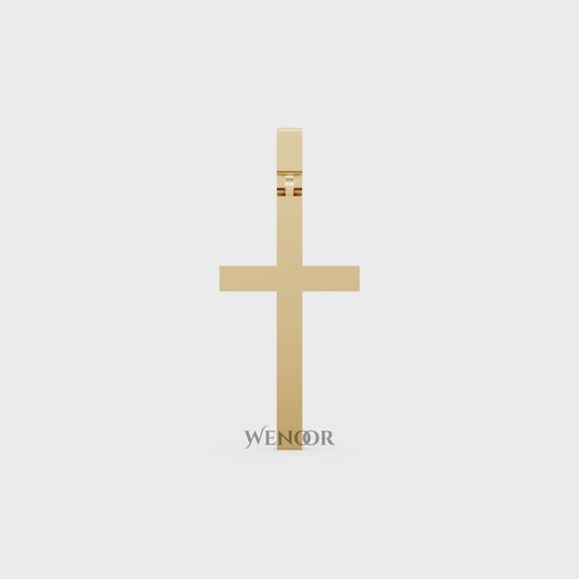 Unisex 14K/18K Yellow gold simple cross pendant necklace for men and women
