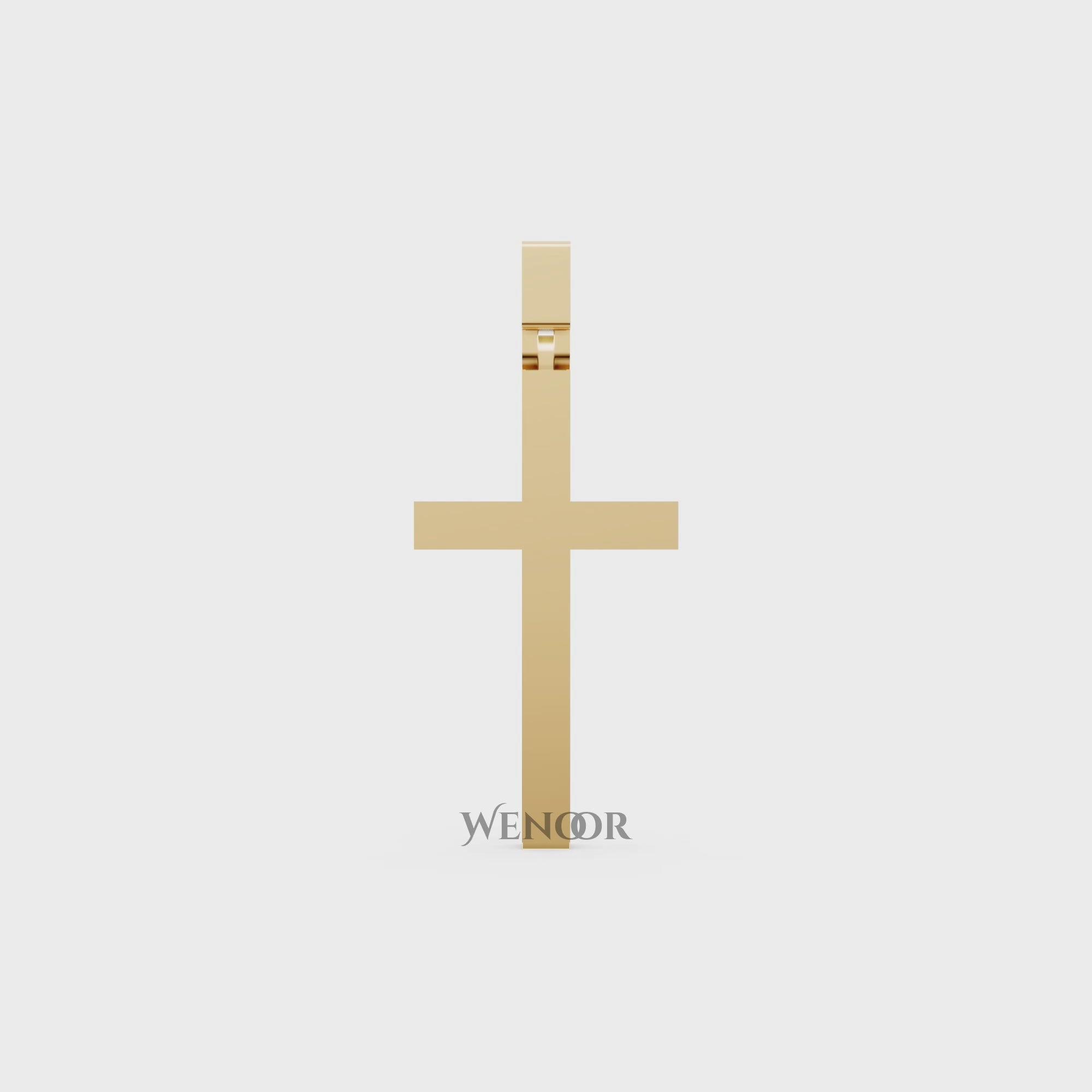 Unisex 14K/18K Yellow gold simple cross pendant necklace for men and women