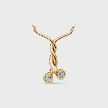 Karen Twisted love symbol pendant necklace with two stone round solitaire brilliant cut bezel-set lab grown diamonds in 14K/18K gold - Video