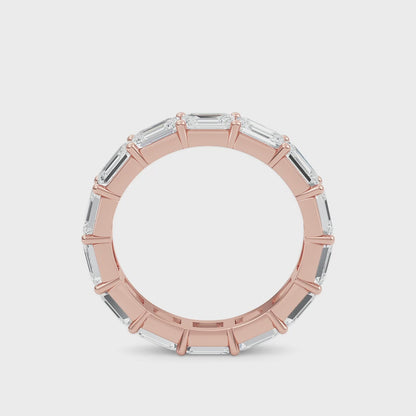 Teresa Emerald cut lab grown diamond Shared Prong Eternity band Rose Gold ring for women - elegant and sustainable jewelry by Wenoor - Video