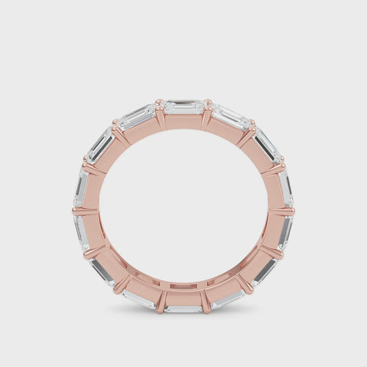 Teresa Emerald cut lab grown diamond Shared Prong Eternity band Rose Gold ring for women - elegant and sustainable jewelry by Wenoor - Video