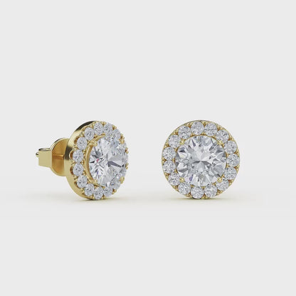 Round cut halo diamond stud earrings by Michael Kors - ethical luxury jewelry