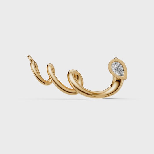Kiera Pear shape solitaire Lab-Grown diamond pendant necklace with unique elongated gold design in 14K/18K gold - Video