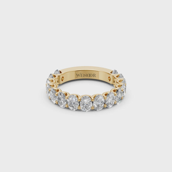 oval engagement ring with half eternity wedding band​ in 14k gold