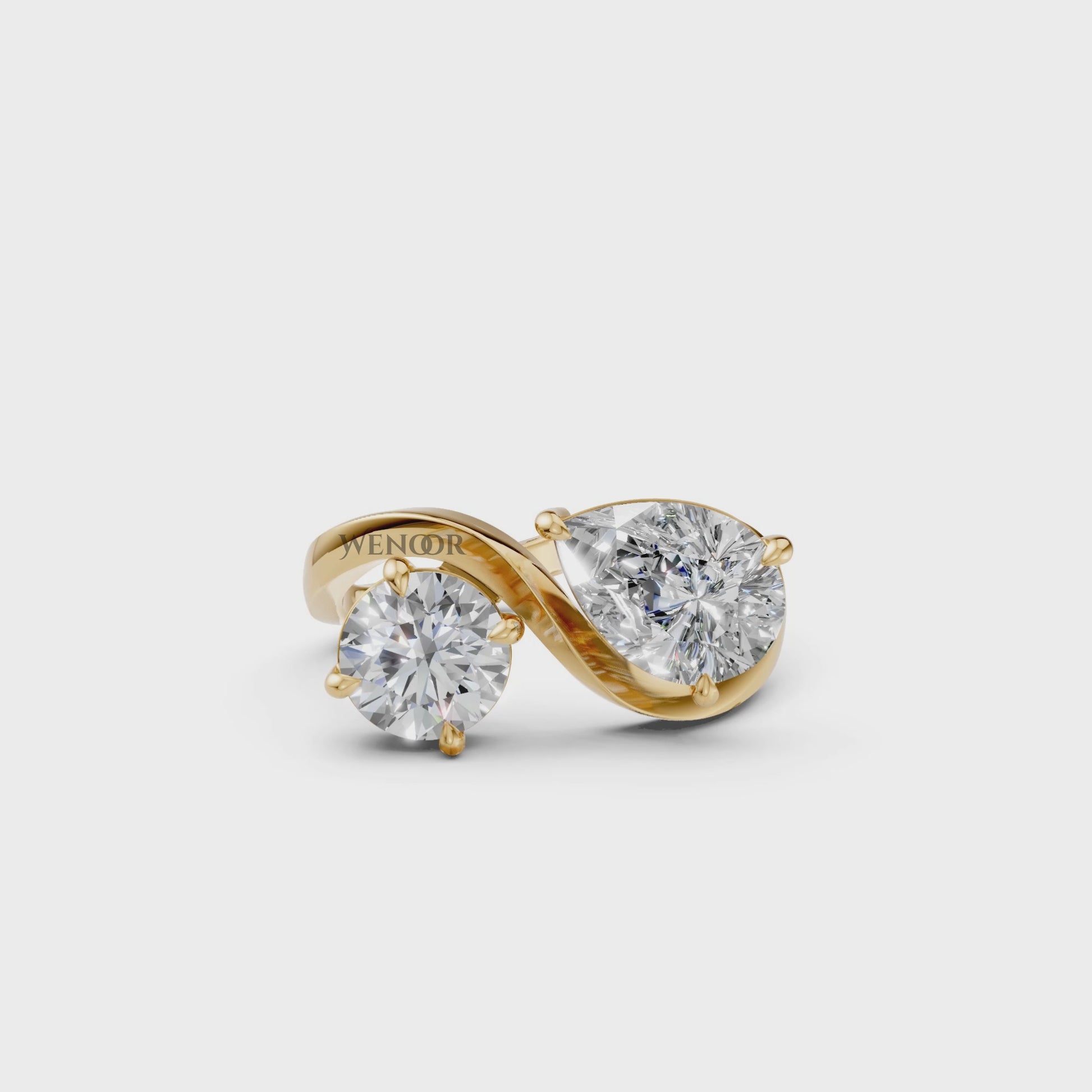Toi et Moi Engagement Ring with Round Brilliant & Pear Cut Lab Grown Diamonds