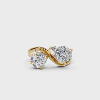 Toi et Moi Engagement Ring with Round Brilliant & Pear Cut Lab Grown Diamonds