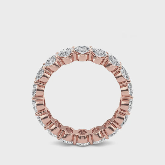 Susan Oval cut lab grown diamond Shared Prong Eternity band Rose Gold ring for women - elegant and sustainable jewelry by Wenoor - Video