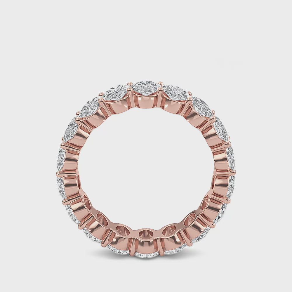 Susan Oval cut lab grown diamond Shared Prong Eternity band Rose Gold ring for women - elegant and sustainable jewelry by Wenoor - Video