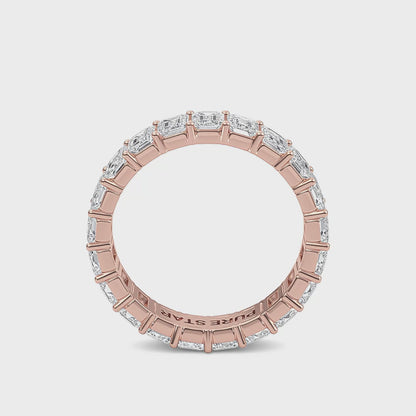 Joylyn Emerald cut lab grown diamond Shared Prong Eternity band Rose Gold ring for women - elegant and sustainable jewelry by Wenoor - Video