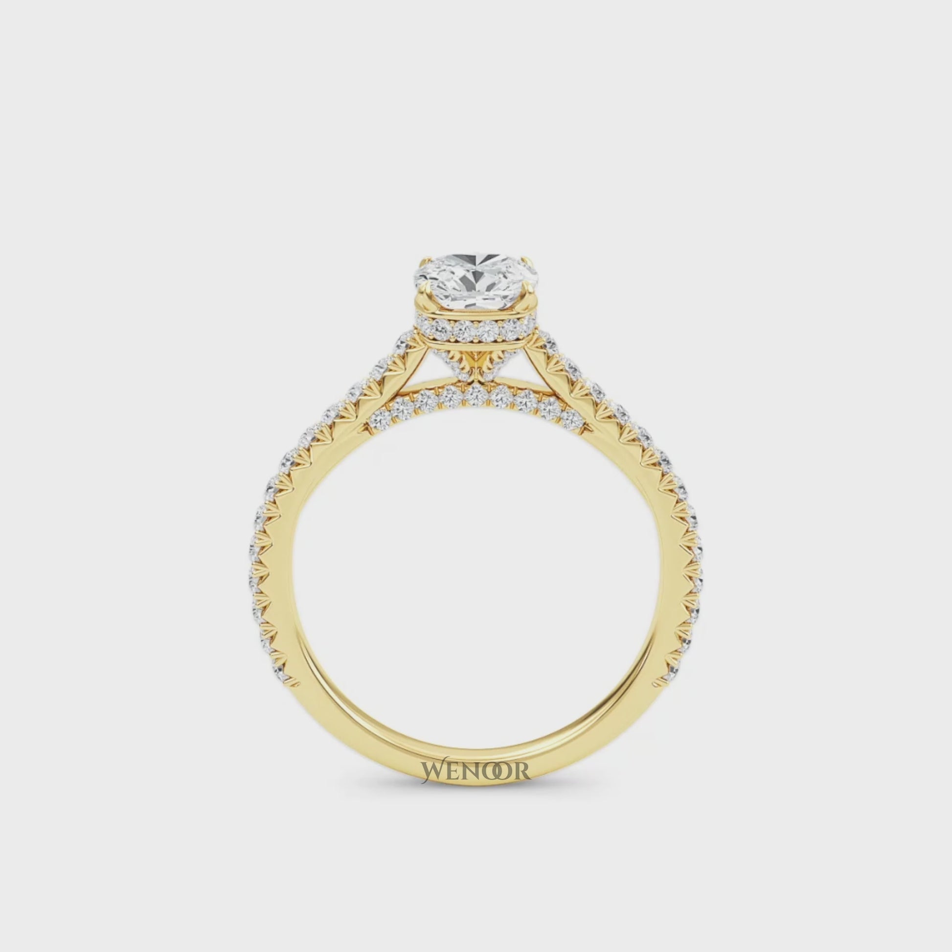 Unique Cushion Cut Engagement Diamond Ring  Hidden Halo style
