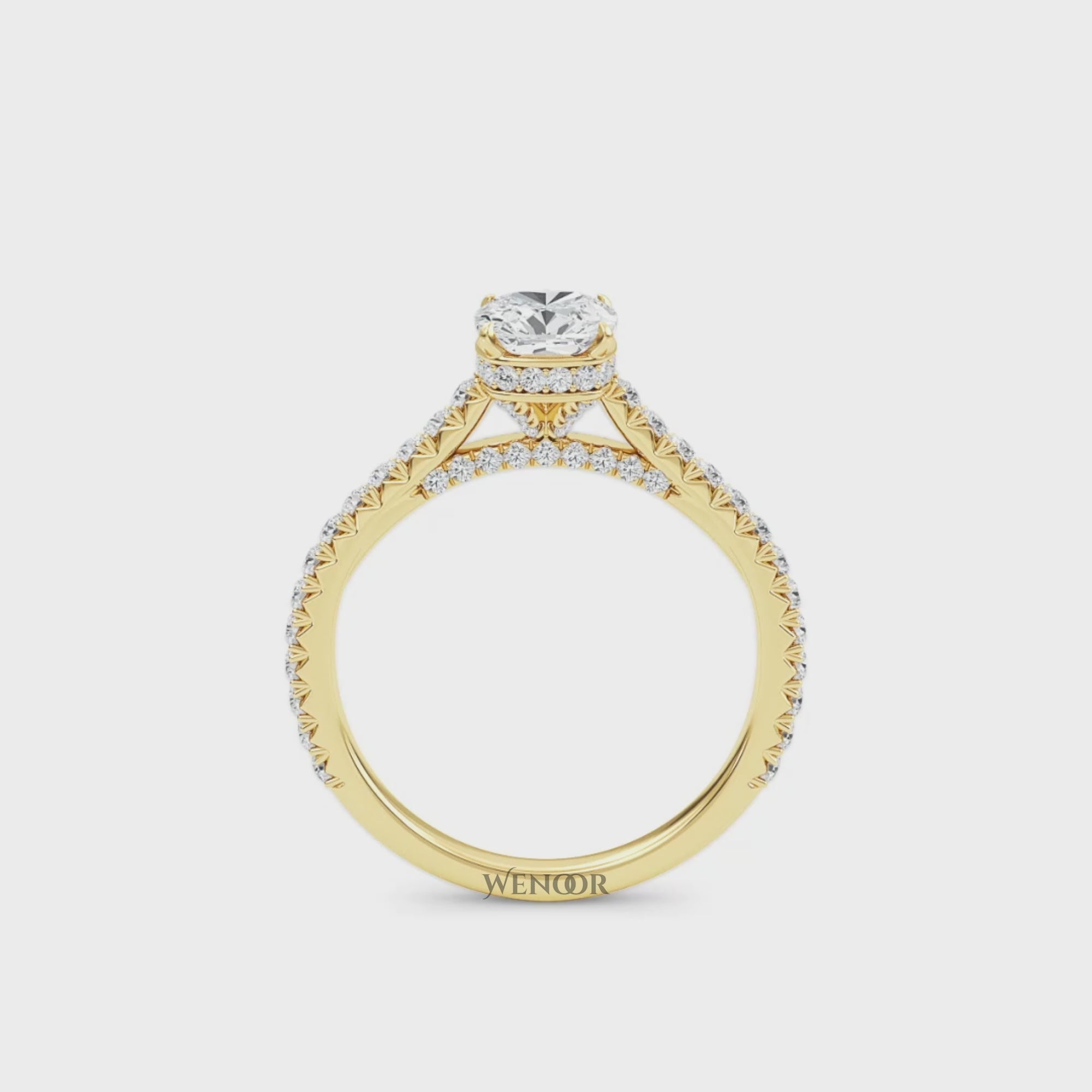 Unique Cushion Cut Engagement Diamond Ring  Hidden Halo style