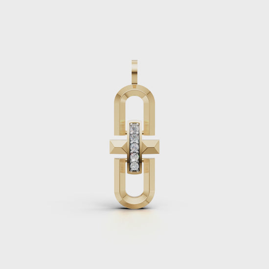 Hailie geometric Parentesi-inspired pavé pendant necklace with lab-grown diamonds in 14K/18K gold - Video