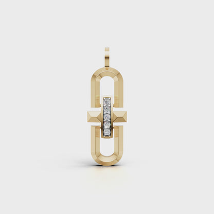 Hailie geometric Parentesi-inspired pavé pendant necklace with lab-grown diamonds in 14K/18K gold - Video