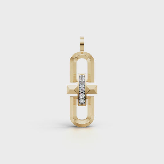Hailie geometric Parentesi-inspired pavé pendant necklace with lab-grown diamonds in 14K/18K gold - Video