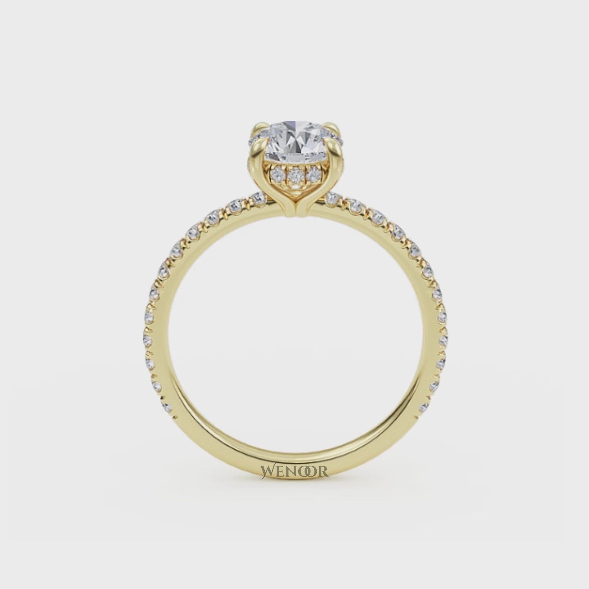 Women's round cut lab created diamond ring with hidden halo