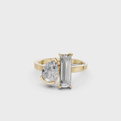 Pear and Emerald Cut Lab Diamond Toi et Moi Ring – Ethical Gold Jewelry