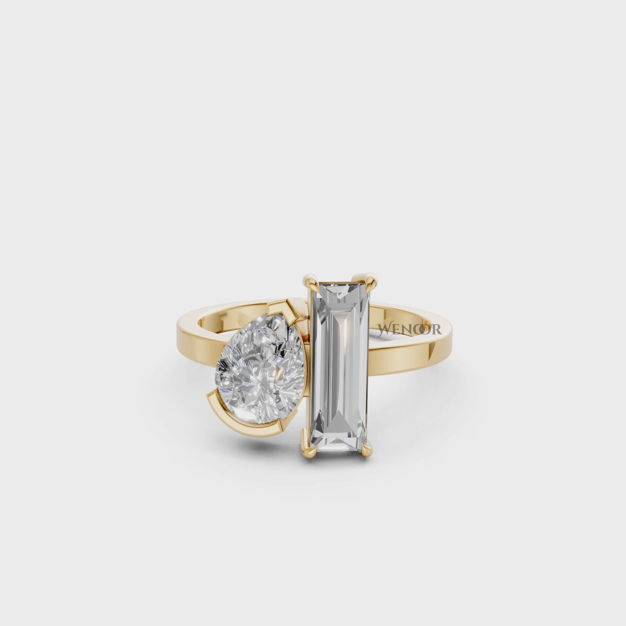 Pear and Emerald Cut Lab Diamond Toi et Moi Ring – Ethical Gold Jewelry
