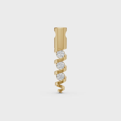 Nia Spiral charm 3-stone round brilliant cut diamond pendant necklace in 14K/18K solid gold - Video