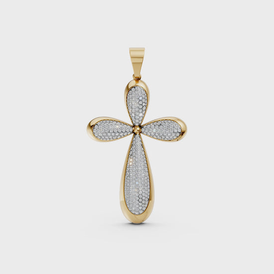Christian lab-grown diamond Jesus cross pendant in 14K/18K Yellow Gold for men and women - Video