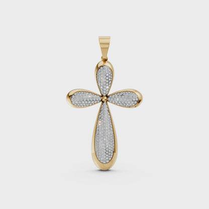Christian lab-grown diamond Jesus cross pendant in 14K/18K Yellow Gold for men and women - Video