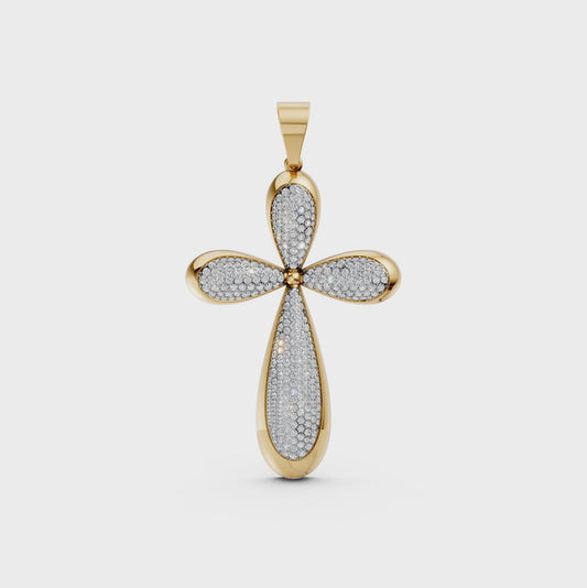 Christian lab-grown diamond Jesus cross pendant in 14K/18K Yellow Gold for men and women - Video